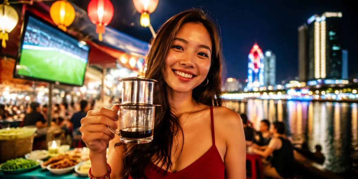Người dùng xem tỷ lệ kèo bóng đá tại Quy Nhơn với cà phê