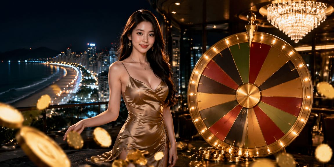 Màn hình roulette trực tuyến trên nền cảnh biển Vũng Tàu buổi chiều hoàng hôn